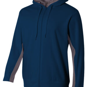 A4 Full Zip Color Block Fleece Hoodie
