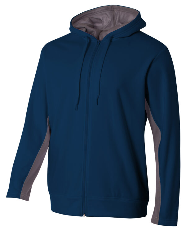 A4 Full Zip Color Block Fleece Hoodie