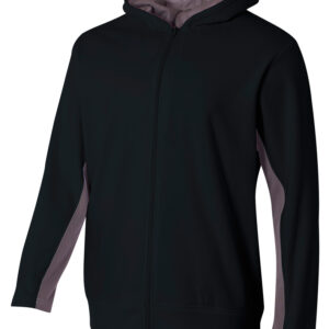 A4 Full Zip Color Block Fleece Hoodie